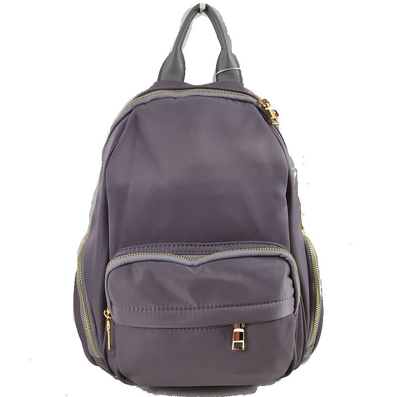 Multi-Pocket Casual Backpack with Metallic Zippers - Gray - Backpacks