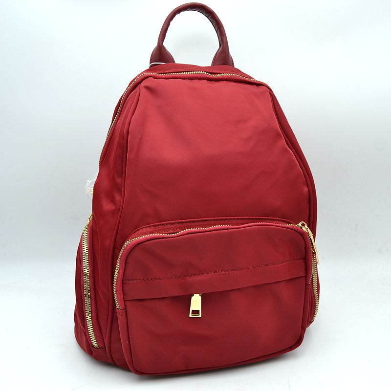 Multi-Pocket Casual Backpack with Metallic Zippers - Red - Backpacks