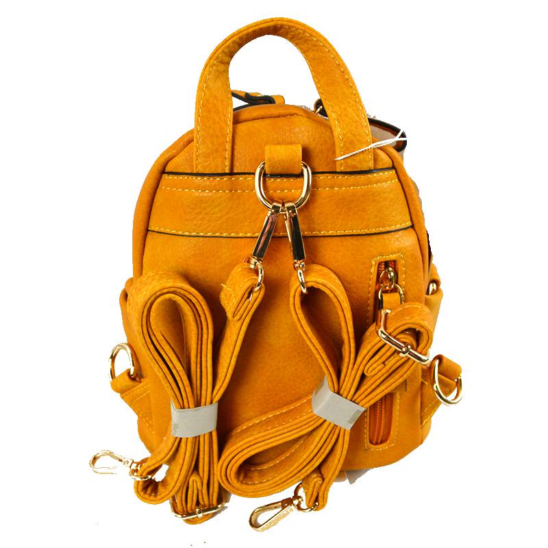 Textured Mini Backpack with Front Zipper Pocket - Backpacks