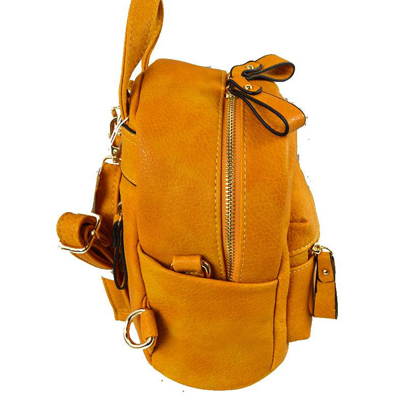 Textured Mini Backpack with Front Zipper Pocket - Backpacks