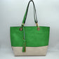 2 n1 Vegan Tote Handbag Pouch Faux Leather Tote Bag - Khaki Green - Tote Bag