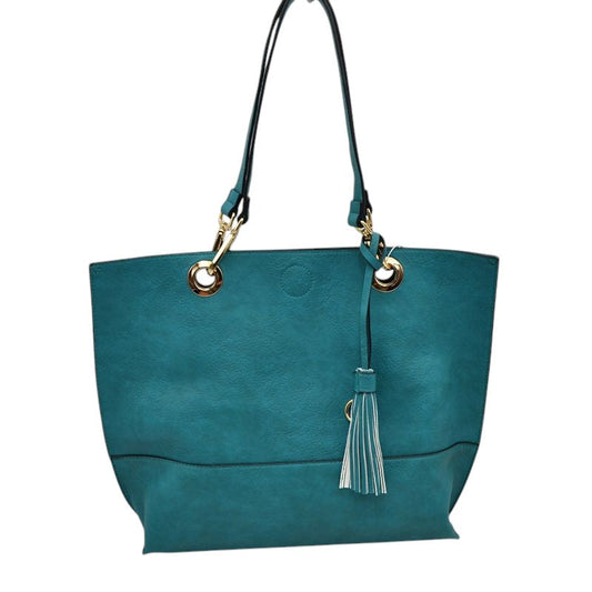 2-in-1 Women's Faux Leather Tote Shoulder Handbag