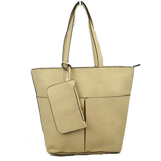 3 In 1 Large Soft Faux Leather Womens Tote Handbags - Tote Bag