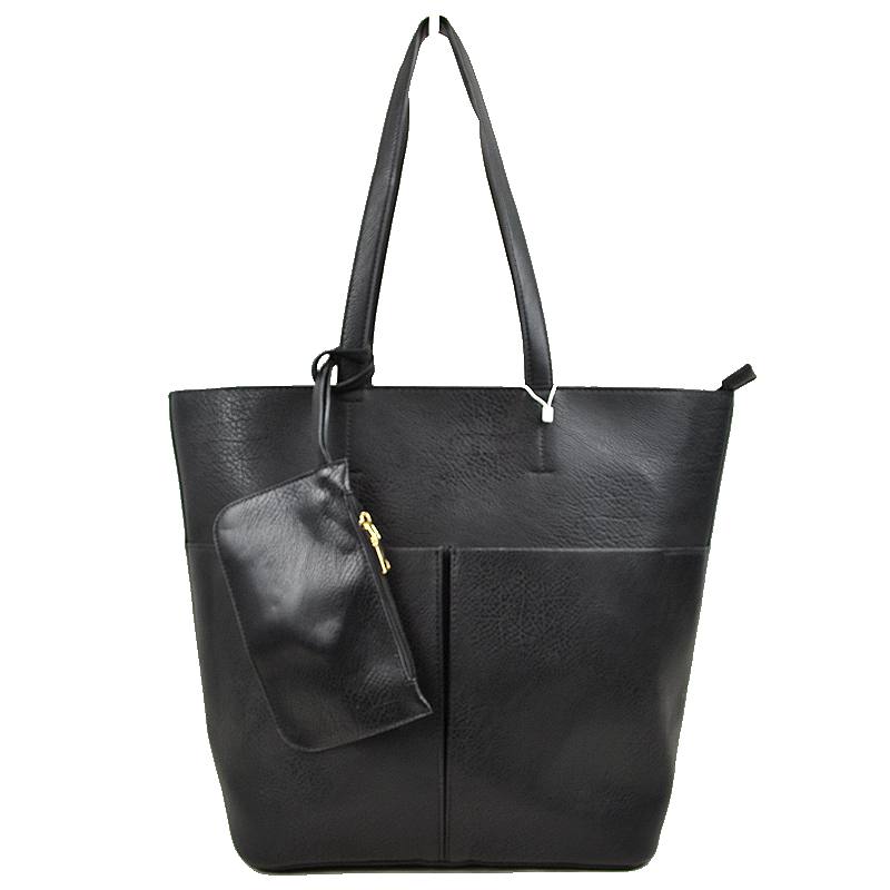 3 In 1 Large Soft Faux Leather Womens Tote Handbags - Tote Bag