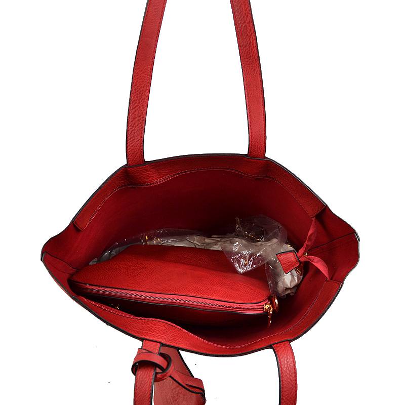3 In 1 Large Soft Faux Leather Womens Tote Handbags - Beige - Tote Bag