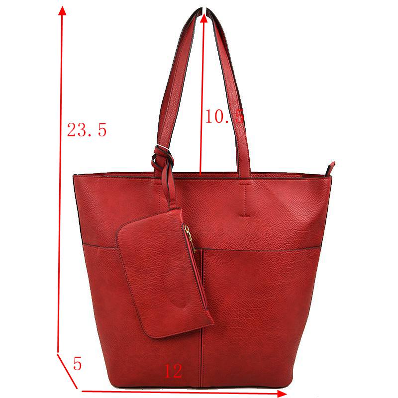 3 In 1 Large Soft Faux Leather Womens Tote Handbags - Tote Bag