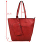 3 In 1 Large Soft Faux Leather Womens Tote Handbags - Tote Bag