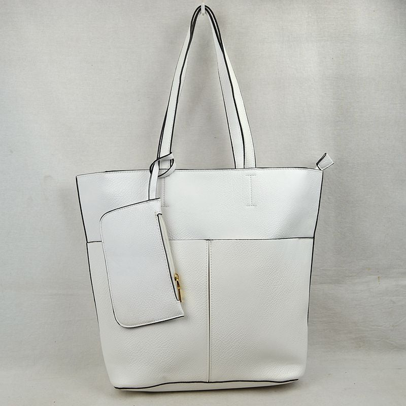 3 In 1 Large Soft Faux Leather Womens Tote Handbags - Tote Bag