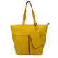 3 In 1 Large Soft Faux Leather Womens Tote Handbags - Yellow - Tote Bag