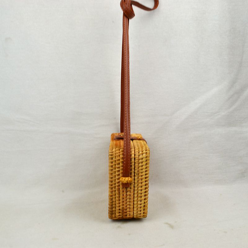 Summer Straw Weave Shoulder Purse | Bohemian Rattan Messenger Bag - Brown - Crossbody Bags