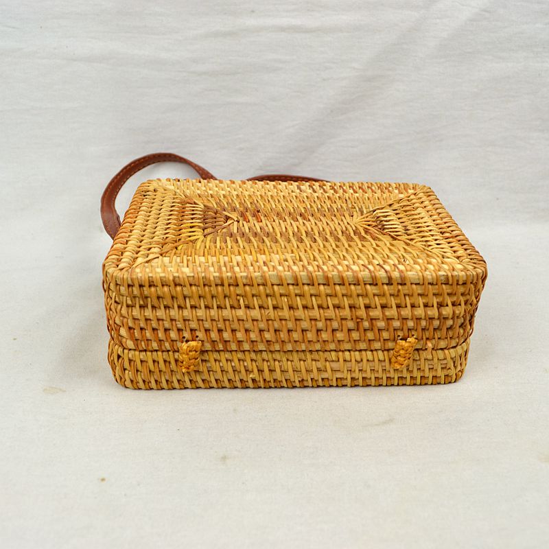 Summer Straw Weave Shoulder Purse | Bohemian Rattan Messenger Bag - Brown - Crossbody Bags