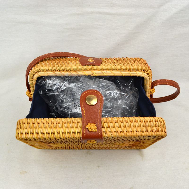 Summer Straw Weave Shoulder Purse | Bohemian Rattan Messenger Bag - Brown - Crossbody Bags
