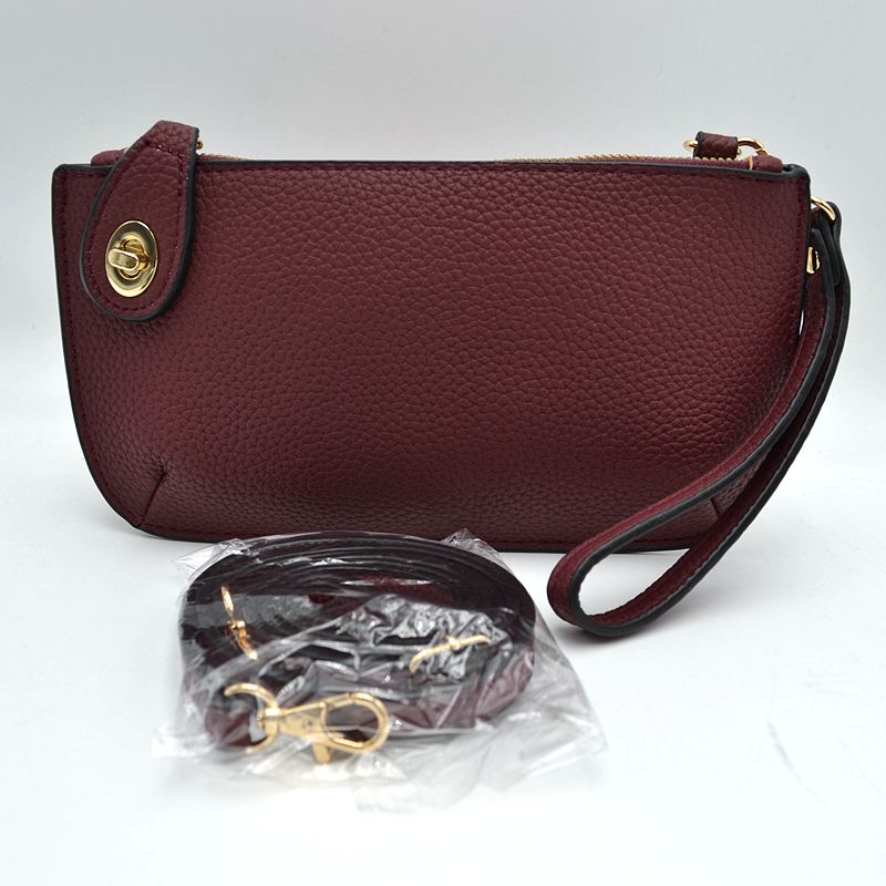 Pebbled Crossbody Clutch Bag with Removable Straps - Crossbody Bag