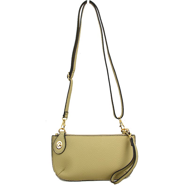 Pebbled Crossbody Clutch Bag with Removable Straps - Beige - Crossbody Bag