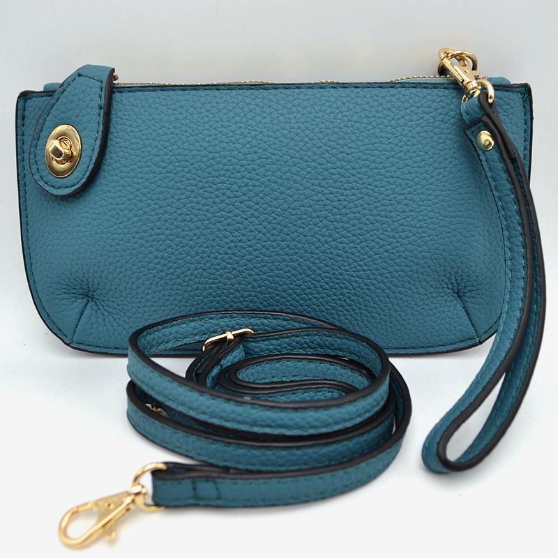 Pebbled Crossbody Clutch Bag with Removable Straps - Crossbody Bag