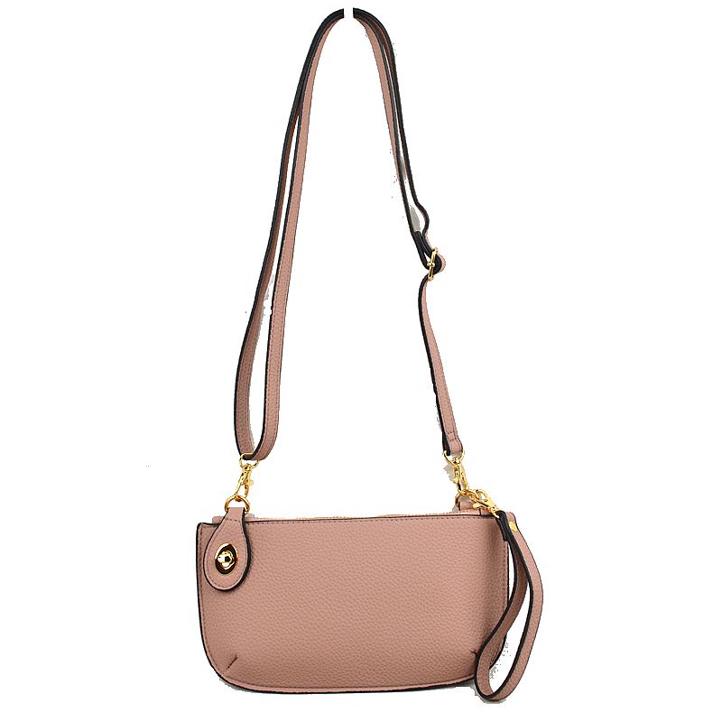 Pebbled Crossbody Clutch Bag with Removable Straps - Blush - Crossbody Bag