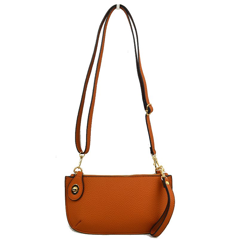 Pebbled Crossbody Clutch Bag with Removable Straps - Brown - Crossbody Bag