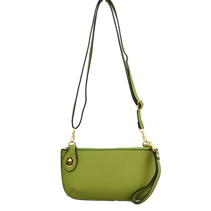 Pebbled Crossbody Clutch Bag with Removable Straps - Green - Crossbody Bag