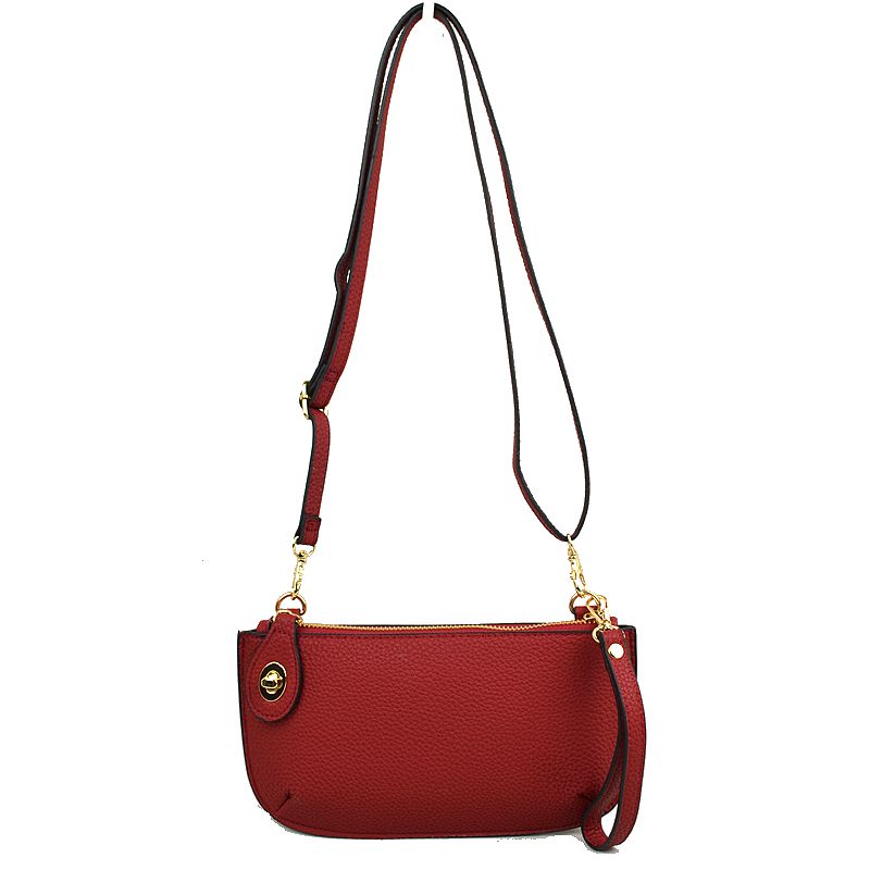 Pebbled Crossbody Clutch Bag with Removable Straps - Red - Crossbody Bag