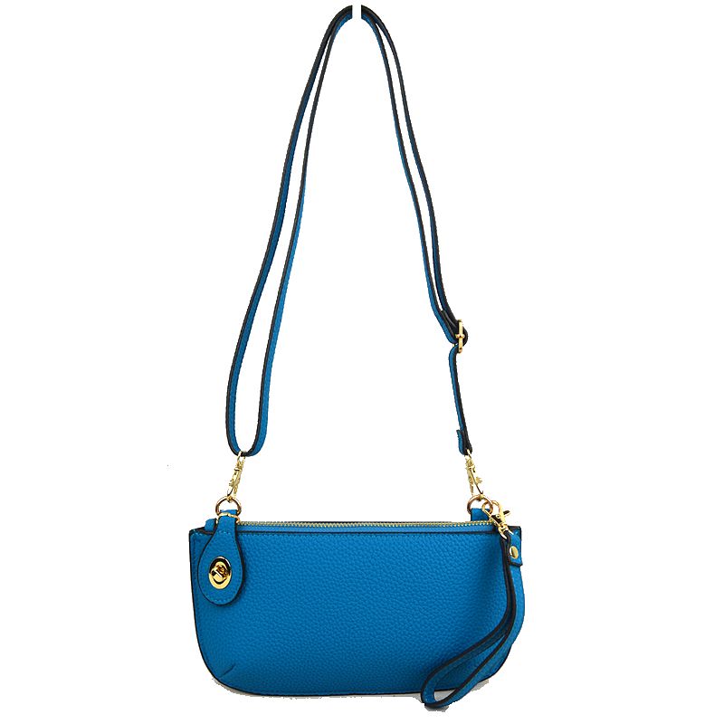 Pebbled Crossbody Clutch Bag with Removable Straps - Turquoise - Crossbody Bag