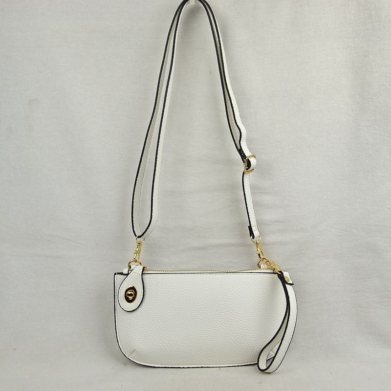 Pebbled Crossbody Clutch Bag with Removable Straps - White - Crossbody Bag