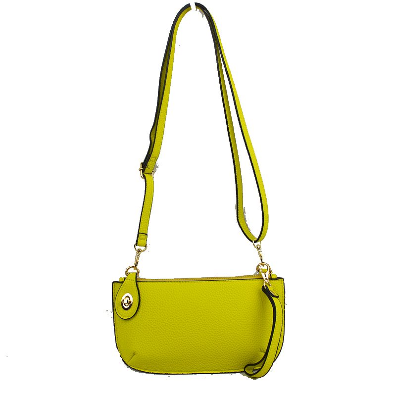 Pebbled Crossbody Clutch Bag with Removable Straps - Yellow - Crossbody Bag