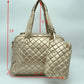 2-in-1 Large Quilted Tote Bag with Pouch - Tote Bag