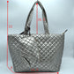2-in-1 Large Quilted Zipper Tote with Pouch - Tote Bag