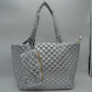 2-in-1 Large Quilted Zipper Tote with Pouch - Tote Bag