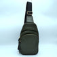 Ribbed Sling Bag with Tiered Zippers and Tassel Pulls - Dark Green - Sling Bag