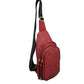 Ribbed Sling Bag with Tiered Zippers and Tassel Pulls - Red - Sling Bag