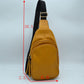 Ribbed Sling Bag with Tiered Zippers and Tassel Pulls - Sling Bag