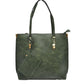 Soft Faux Leather Tote Handbag With Wallet - Green - Tote Bag
