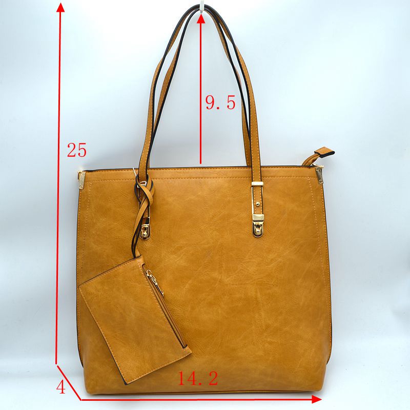 Soft Faux Leather Tote Handbag With Wallet - Blush - Tote Bag