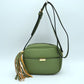 Pebbled Camera Crossbody Bag with Large Statement Tassel Accent - Green - Crossbody Bags