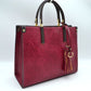 Large Shoulder Vegan Leather Tassel Handbag For Women - Red - Tote Bag