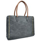 Women’s Studded Faux Leather Whipstitch Shoulder Bag Tote - Tote Bag