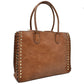 Women’s Studded Faux Leather Whipstitch Shoulder Bag Tote - Tote Bag