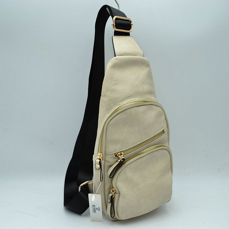 Multi-Zipper Crossbody Sling Bag with Adjustable Strap - Sling Bag