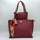 Structured Shoulder Tote Bag with Matching Pouch and Scarf - Taupe - Tote Bag