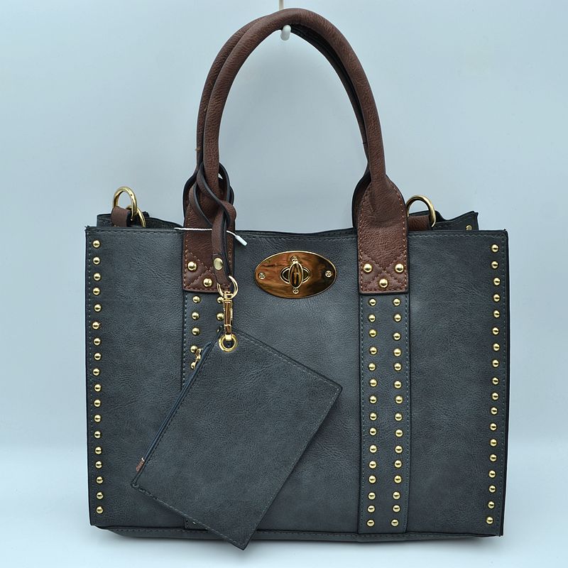 Harper Studded Turn Lock Satchel Set