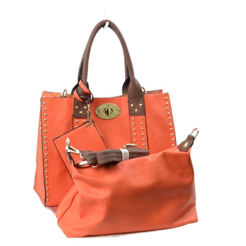 Harper Studded Turn Lock Satchel Set