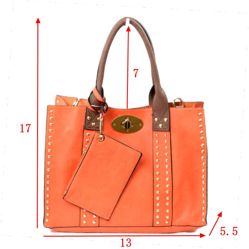 Harper Studded Turn Lock Satchel Set