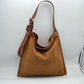 Slouchy Hobo Shoulder Bag with Adjustable Buckle Strap - Coffee - Shoulder Bag