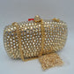Beaded Evening Clutch Bag with Removable Chain Strap - Gold - Clutch Bags
