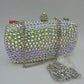 Beaded Evening Clutch Bag with Removable Chain Strap - Silver - Clutch Bags