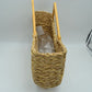 Woven Basket Tote Bag with Metallic Thread and Triangle Handles - totes