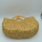 Woven Basket Tote Bag with Metallic Thread and Triangle Handles - totes