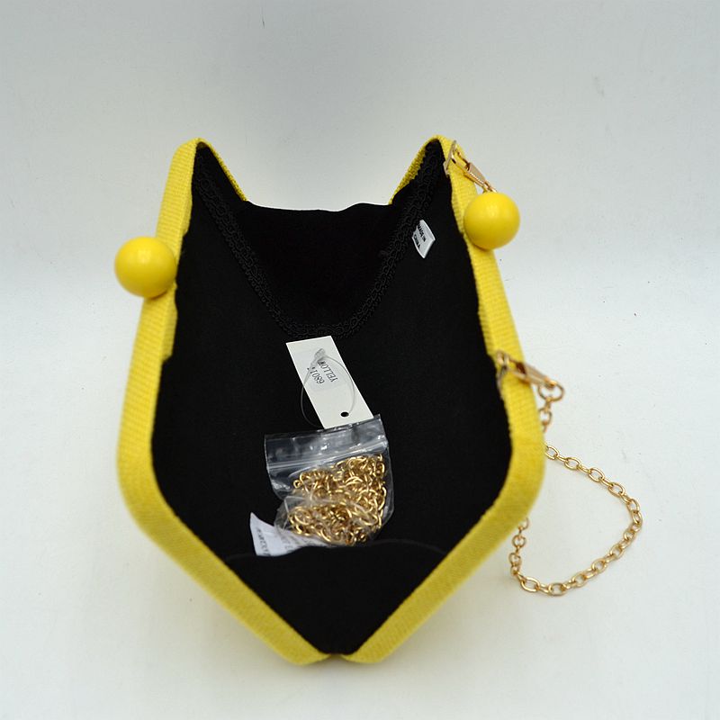 Textured Box Clutch Bag with Double Bead Clasp and Chain Strap - Clutch Bags