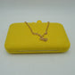 Textured Box Clutch Bag with Double Bead Clasp and Chain Strap - Clutch Bags